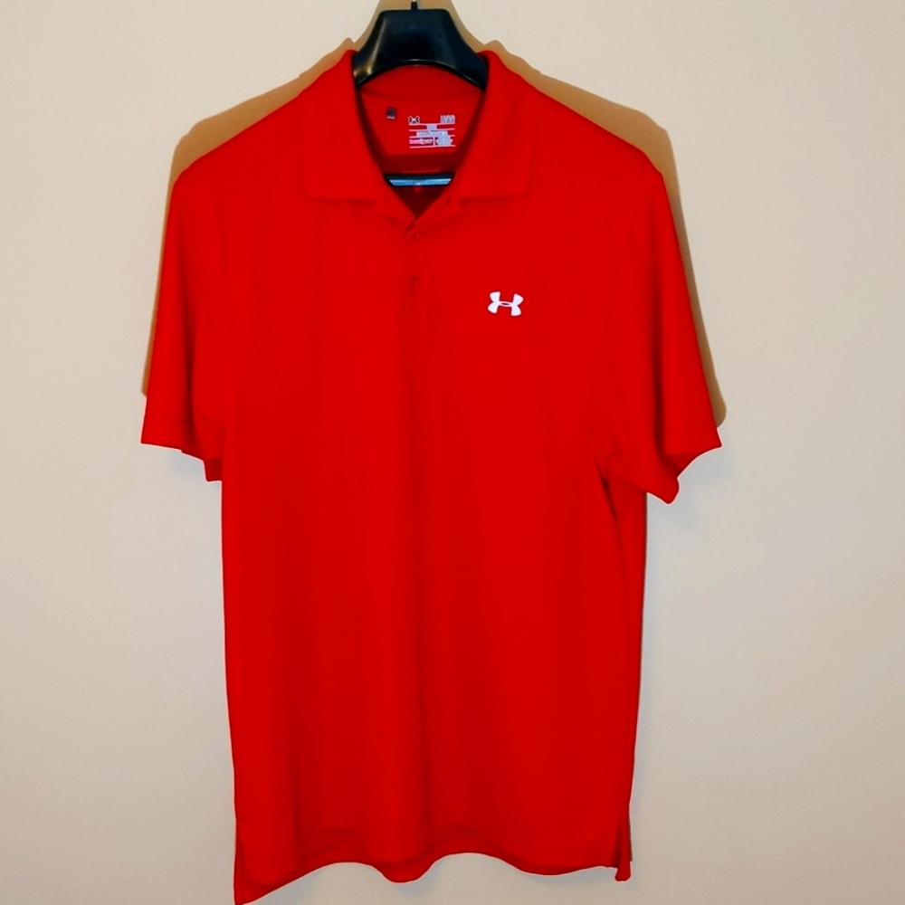 Under Armour| Red Men's Golf Polo Loose Fit Polyester Blend